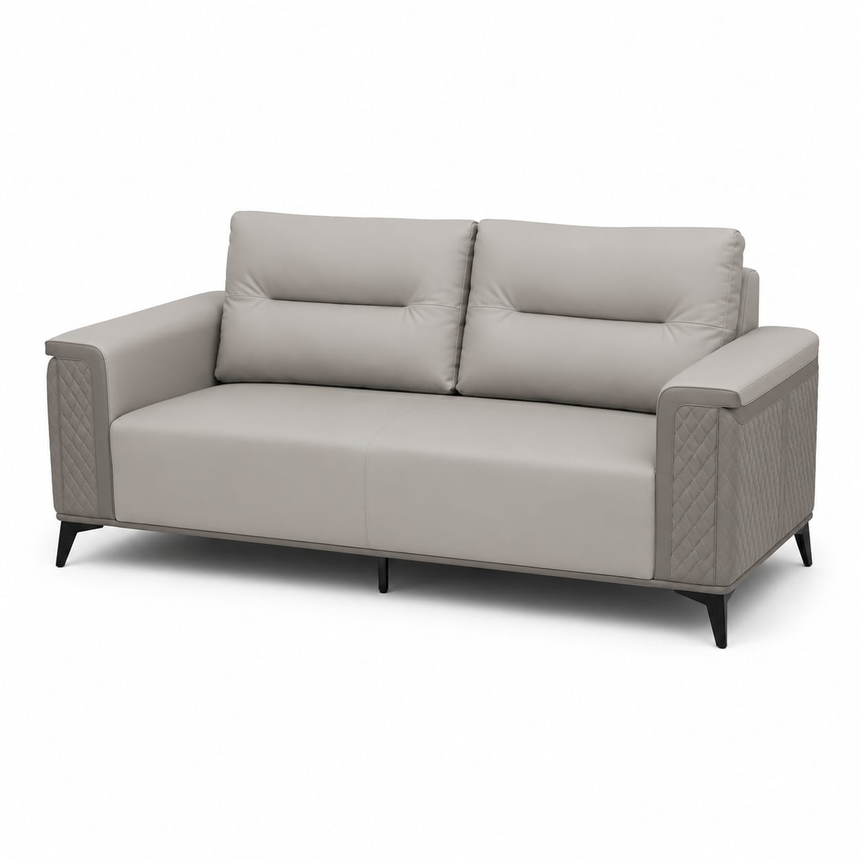ZFT 5433 Modern PU Leather Office Sofa Set (3+1+1) with Quilted Side Panels in Light Grey & Dark Grey
