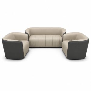 ZFT 2311 Premium PU Leather Office Sofa Set 3+1+1 in Beige and Dark Grey