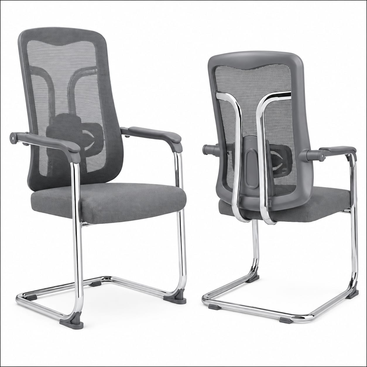 ZX D-215 High Back Ergonomic Mesh Visitor Chair with Chrome Sled Base for Office, Reception & Conference Rooms
