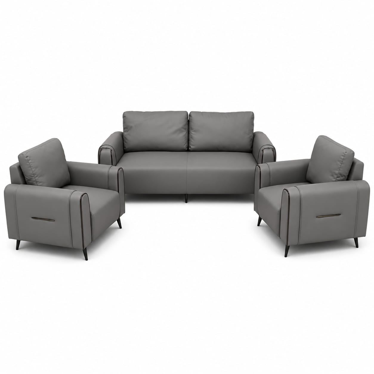 ZFT 6319 Modern PU Leather Office Sofa Set (3+1+1) available in Grey, Black and Brown