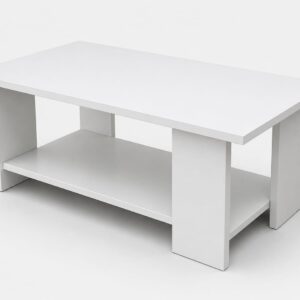 Coffee Table with Storage Shelf - White, Mahogany & Fume