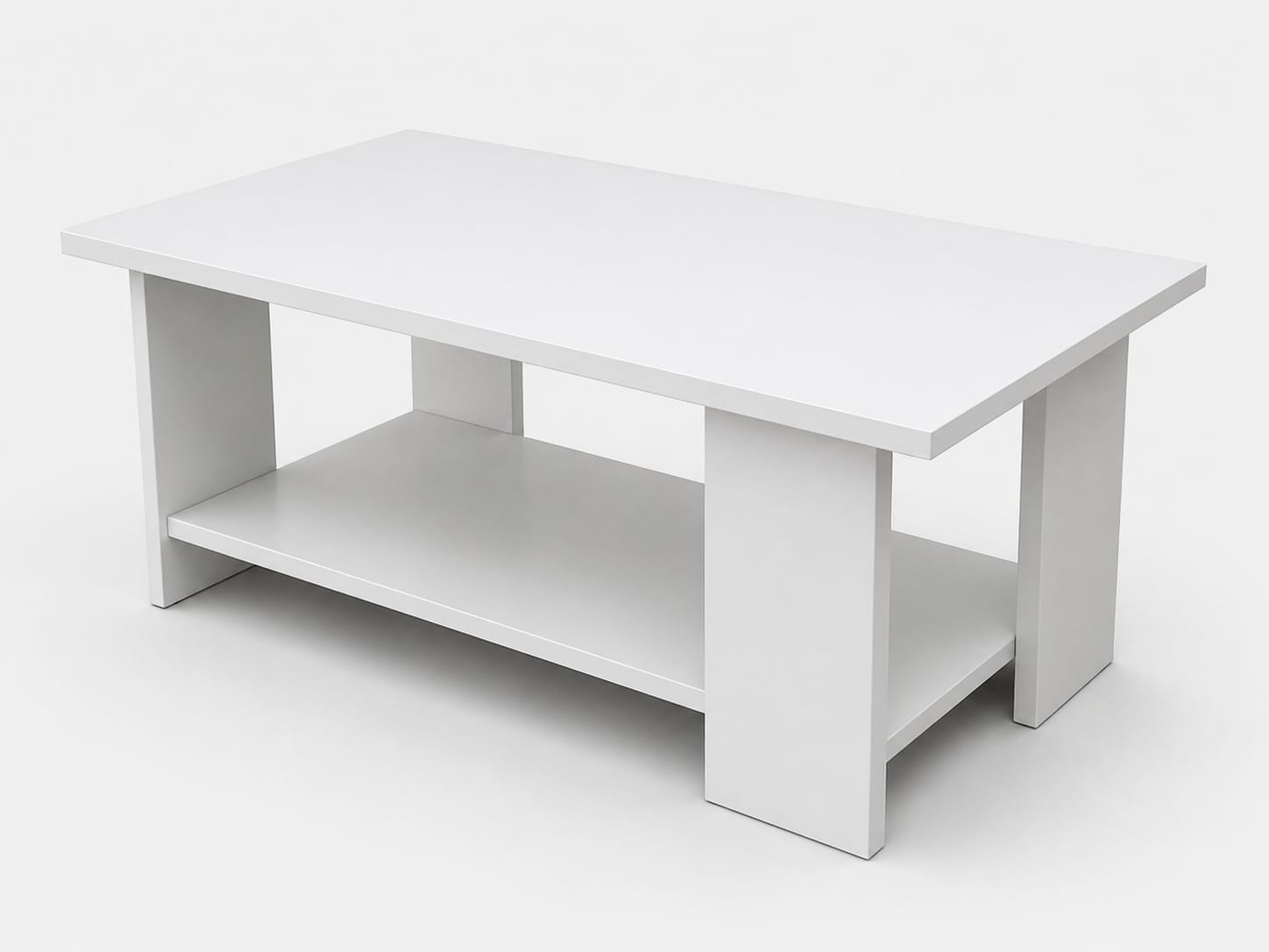 Coffee Table with Storage Shelf - White, Mahogany & Fume