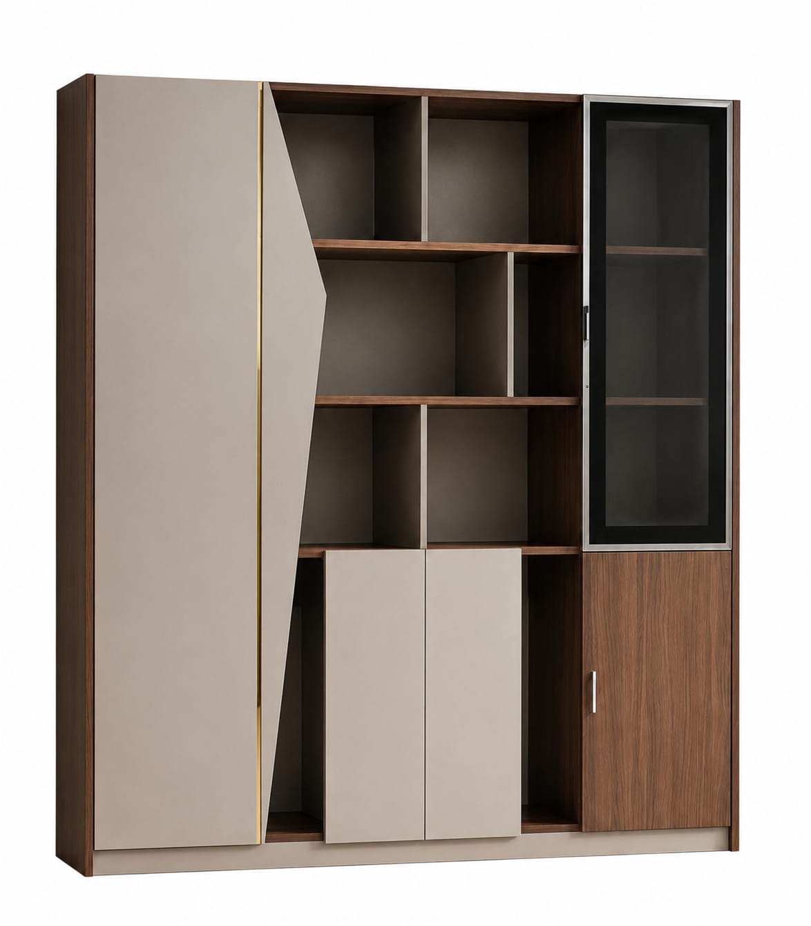 Modern Executive Storage Cabinet with Shelves and Glass Door